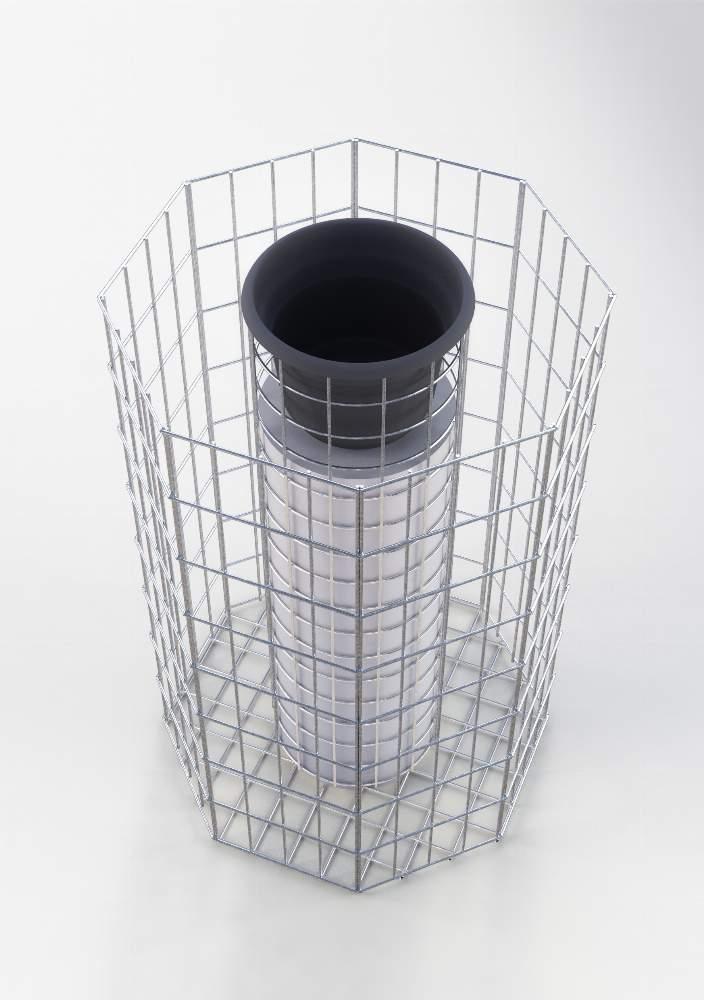 Columna de flor octogonal, altura 62 cm, MW 5 x 10 cm, galvanizada en caliente incl. maceta