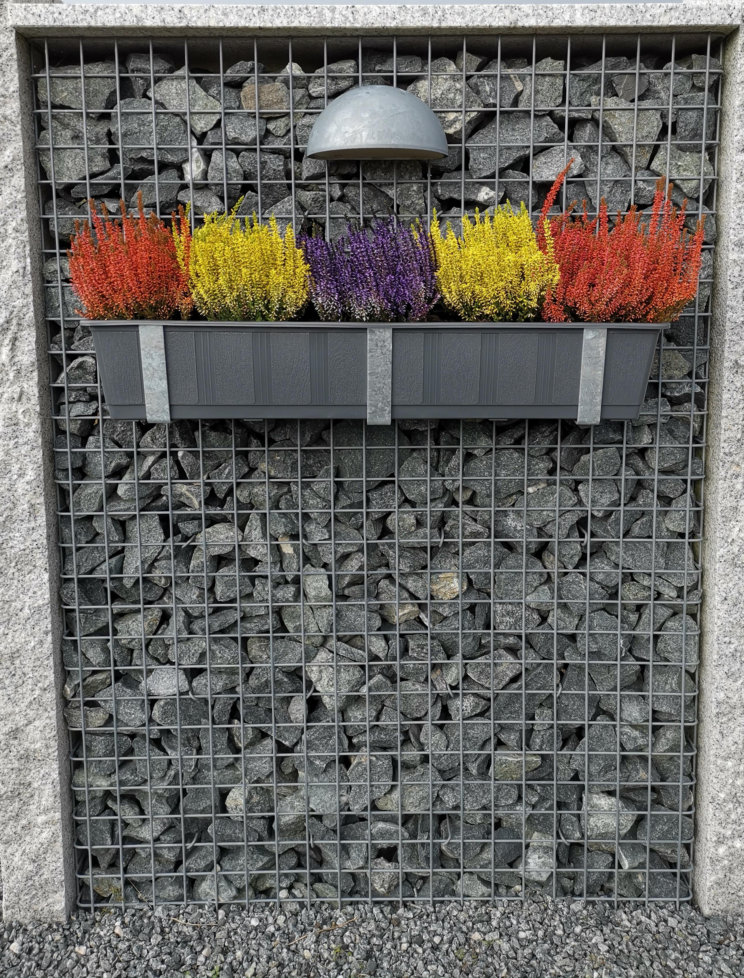 Verzinkte bloembakhouder in een set van 3 inclusief bloempot, voor schanskorven MW 5 x 5