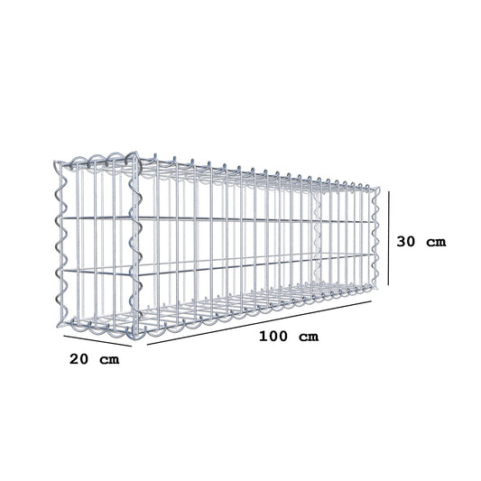 Set di 2 gabbioni 100 cm x 30 cm x 20 cm (L x A x P), maglia 5 x 10 cm, spirale
