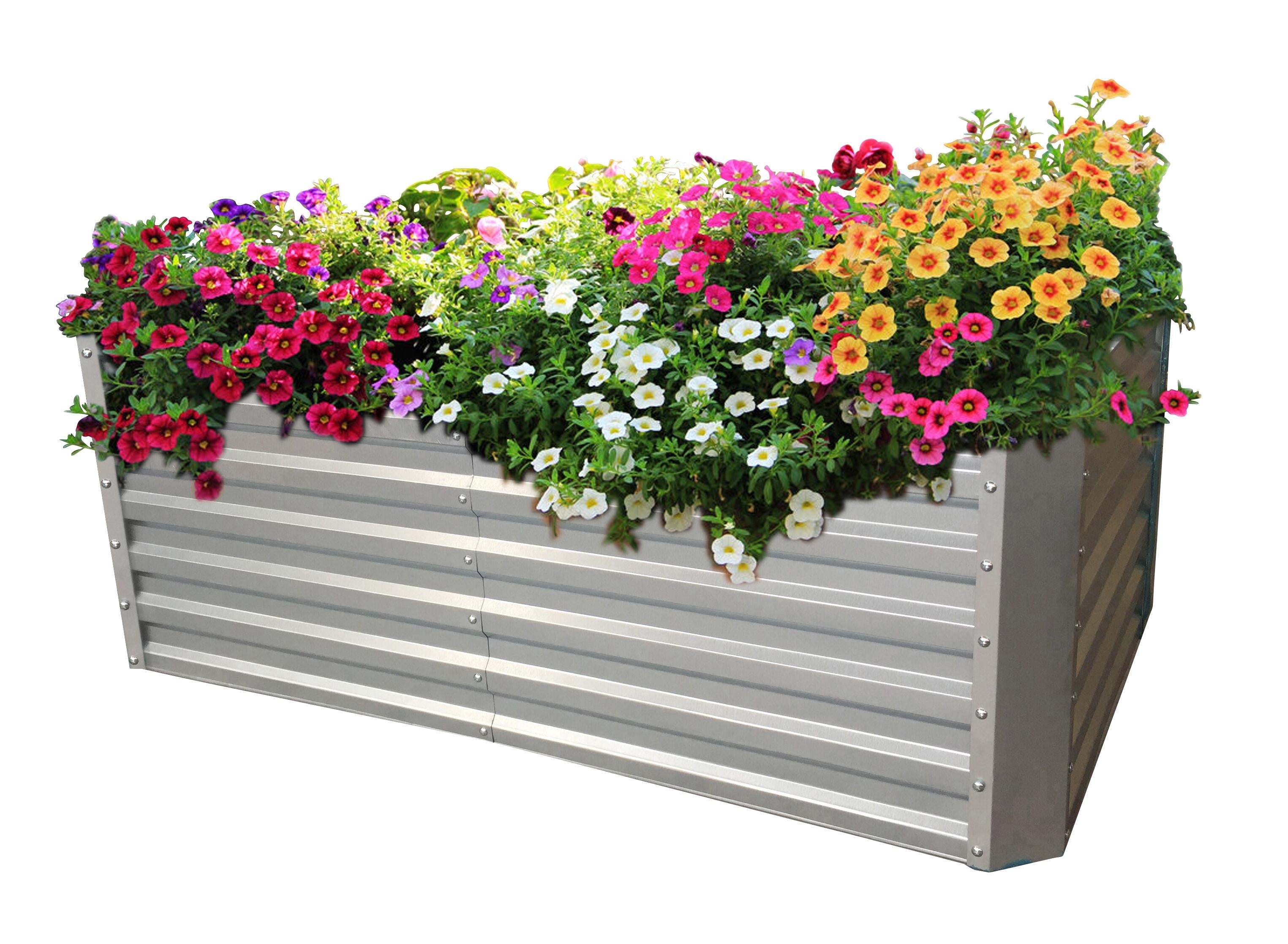 Højbed af galvaniseret metalplade med top - Mål uden top: 184 x 60 x 90 cm (L x H x D, plantemål)