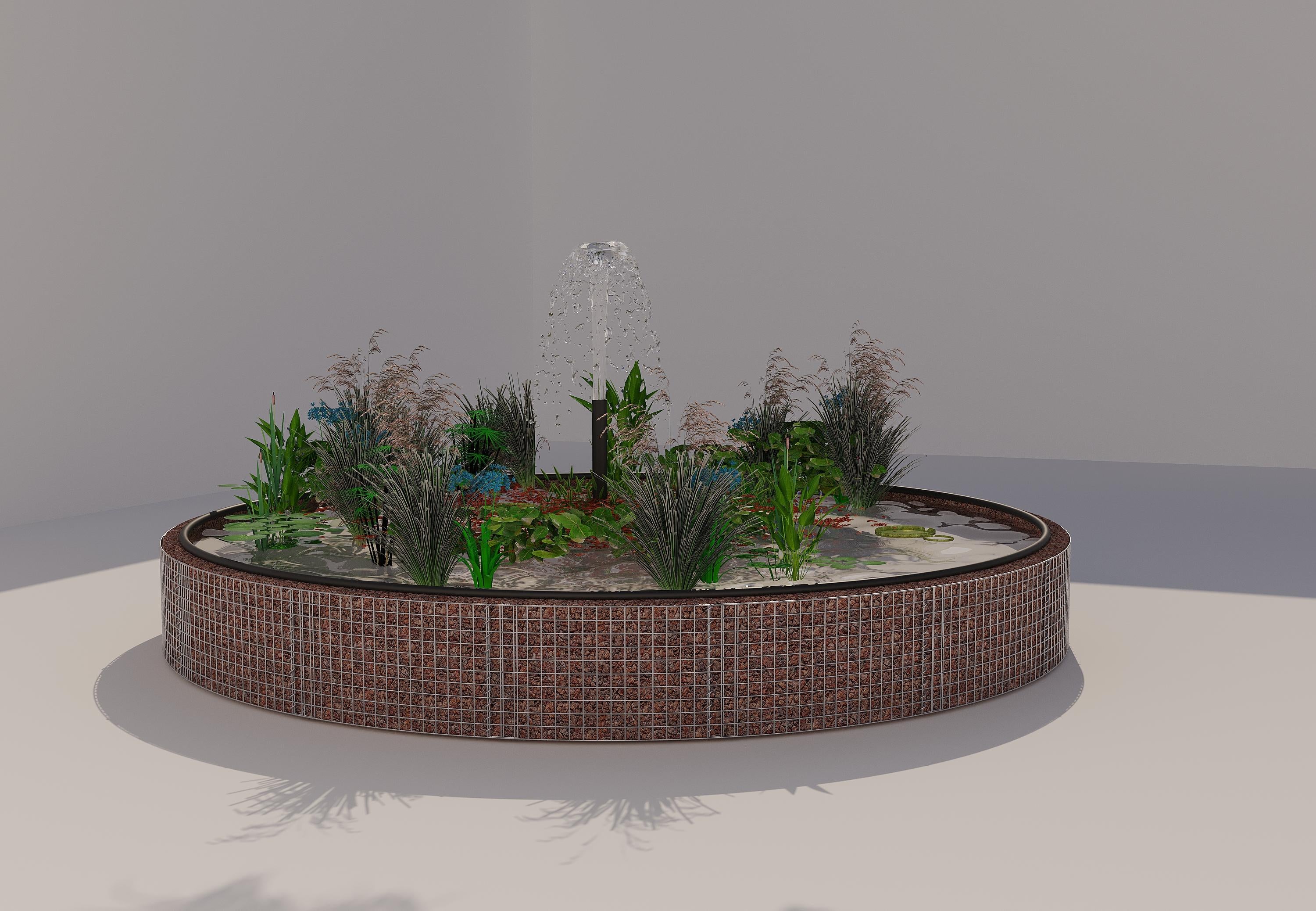 Gabion bassin surélevé rond, diamètre extérieur 442 cm, hauteur 50 cm, mailles 5 x 5 cm, épaisseur de paroi 15 cm