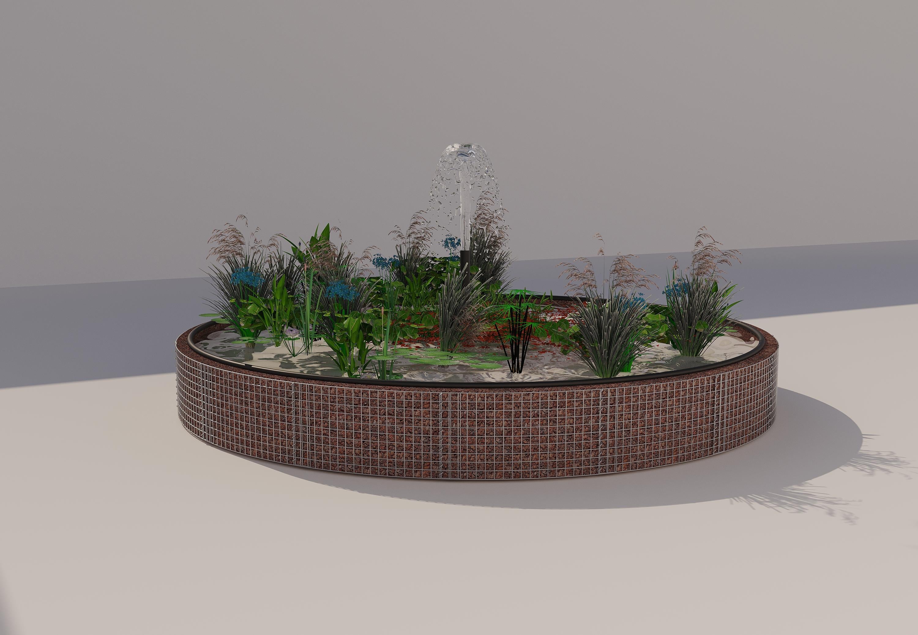 Gabion bassin surélevé rond, diamètre extérieur 442 cm, hauteur 50 cm, mailles 5 x 5 cm, épaisseur de paroi 15 cm