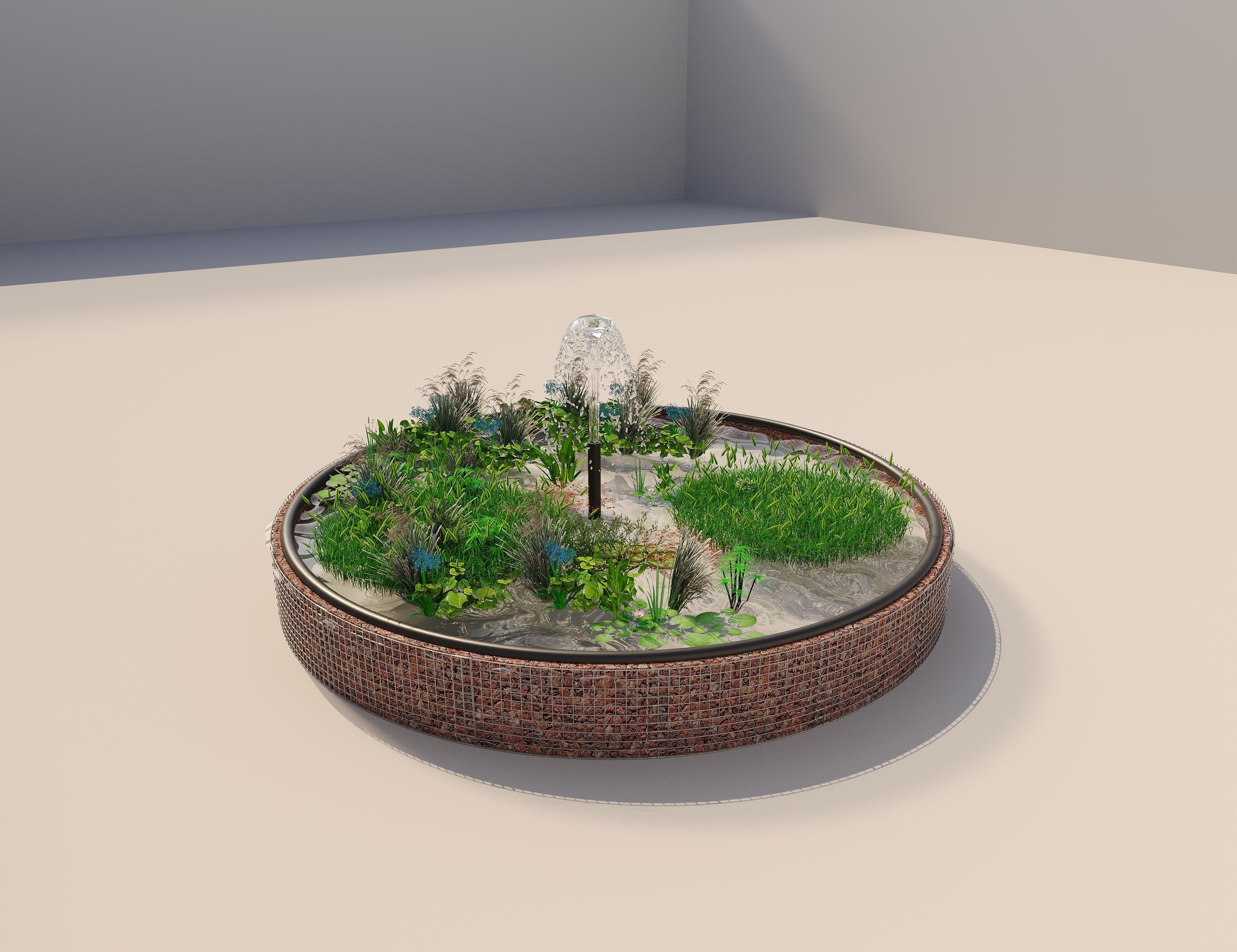 Gabion bassin surélevé rond, diamètre extérieur 502 cm, hauteur 50 cm, mailles 5 x 5 cm, épaisseur de paroi 15 cm