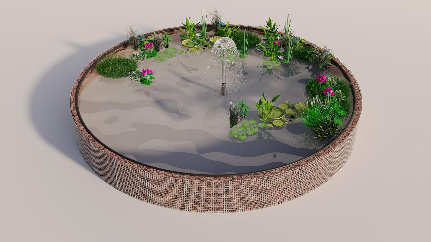 Gabion-dam, rund, ydre diameter 322 cm, højde 80 cm, maskestørrelse 5 x 5 cm, vægtykkelse 15 cm