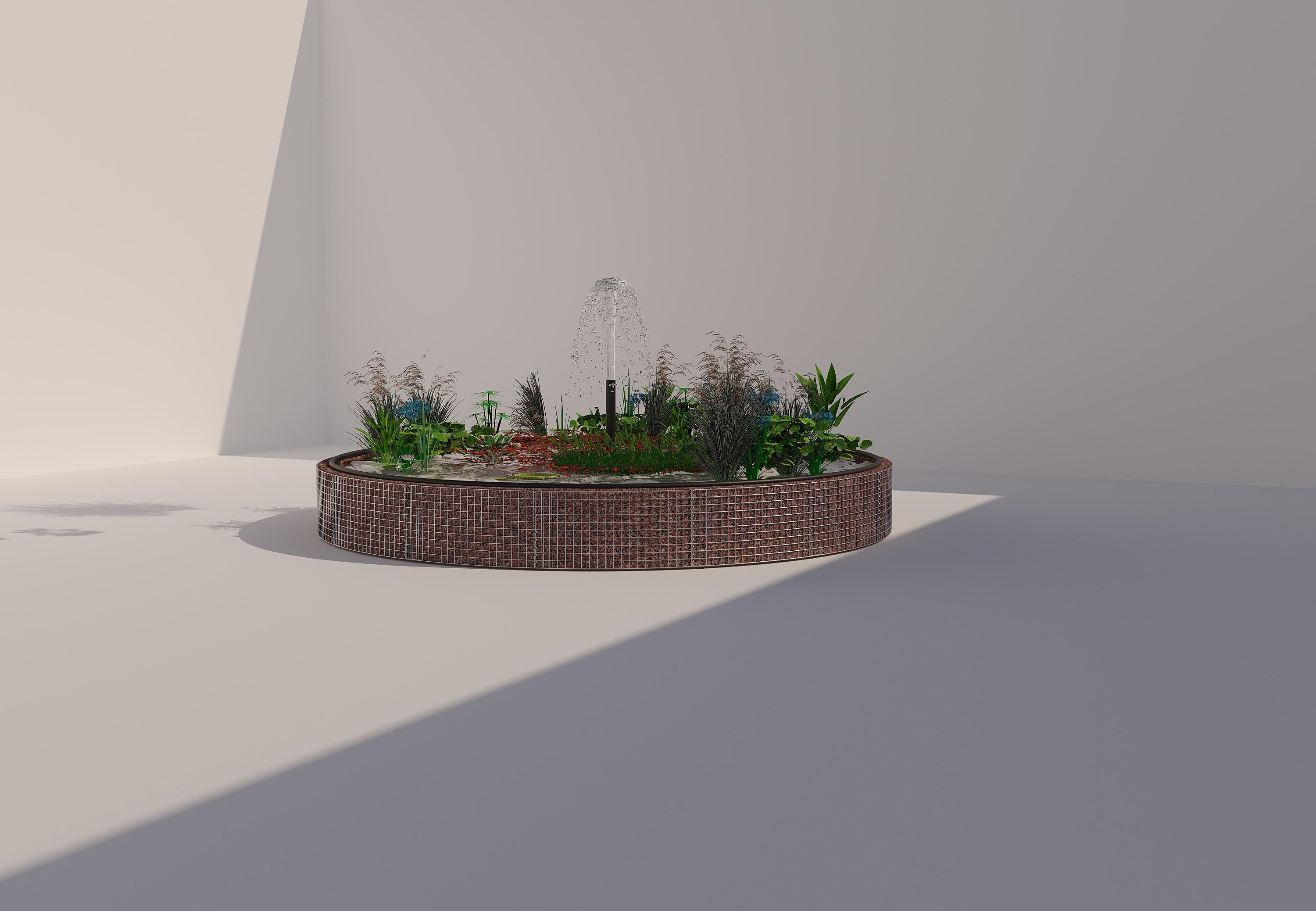 Gabion bassin surélevé rond, diamètre extérieur 442 cm, hauteur 50 cm, mailles 5 x 5 cm, épaisseur de paroi 15 cm