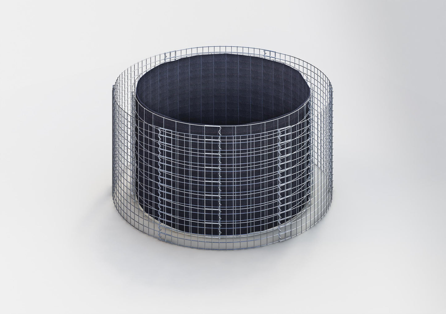 Rond verhoogd bed, buitendiameter 172 cm, hoogte 80 cm, maaswijdte 5 x 10 cm, wanddikte 15 cm