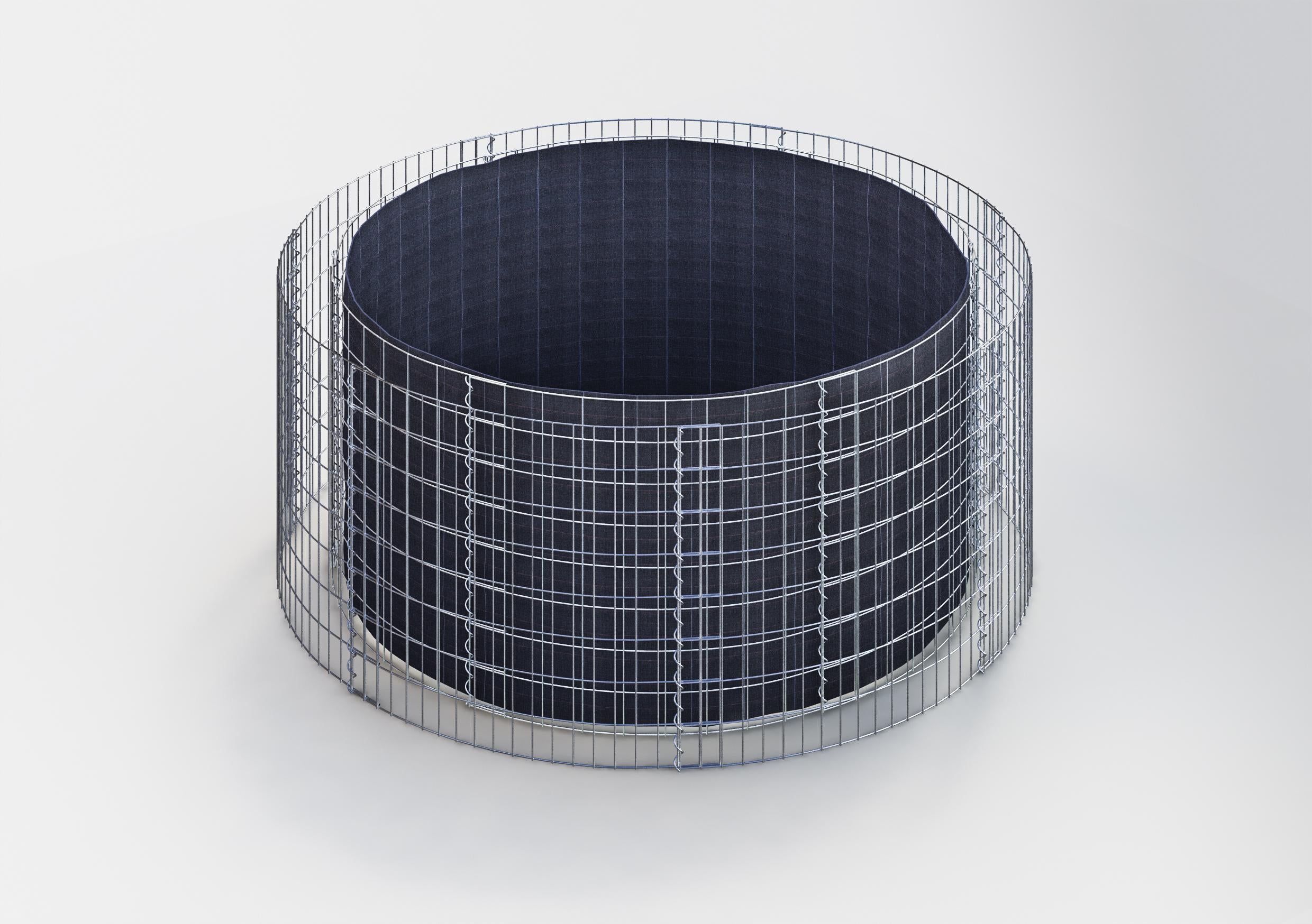 Rond verhoogd bed, buitendiameter 202 cm, hoogte 80 cm, maaswijdte 5 x 10 cm, wanddikte 15 cm