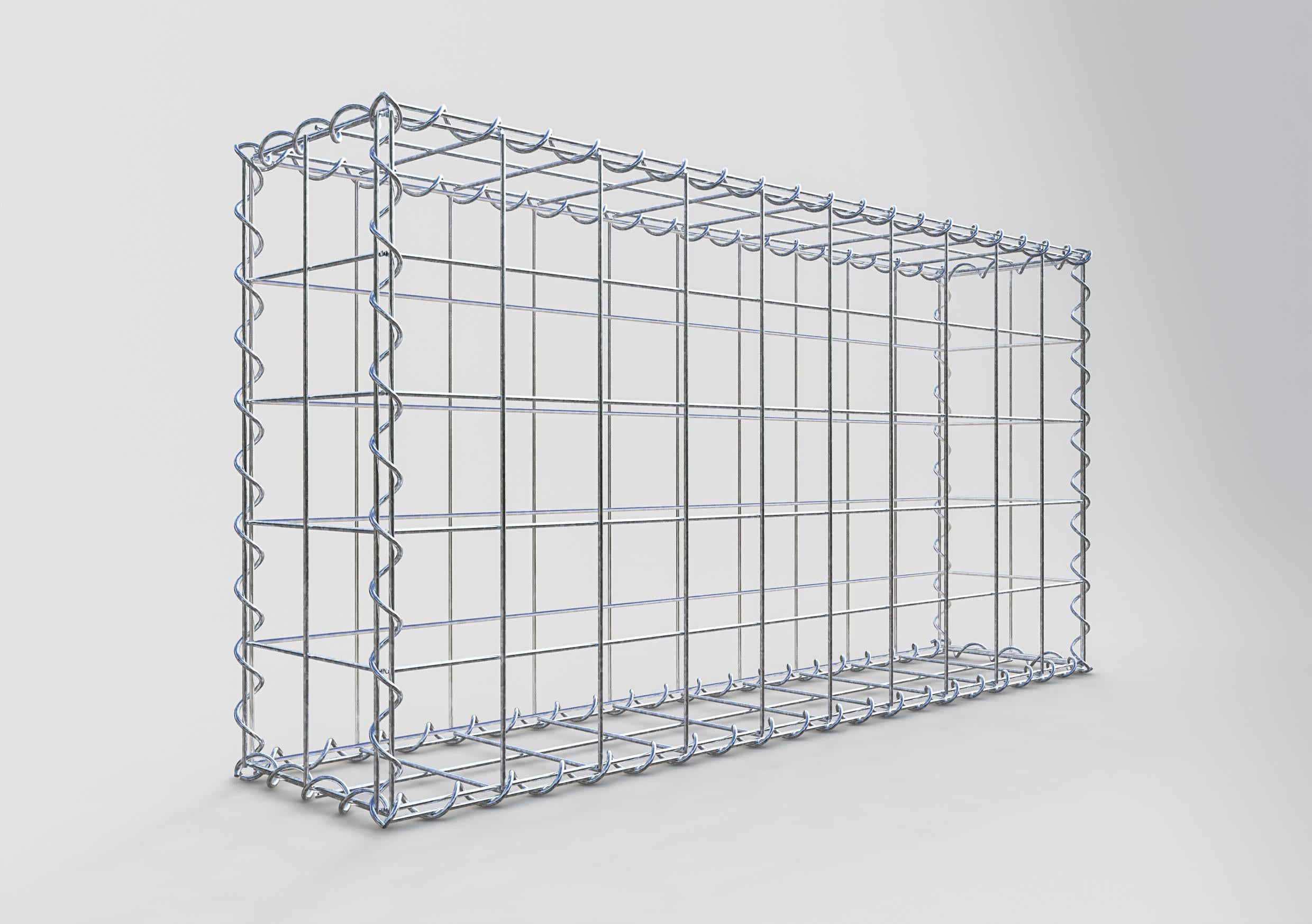 Schanskorf 100 cm x 50 cm x 20 cm (L x H x D), maaswijdte 10 cm x 10 cm, spiraalvormig