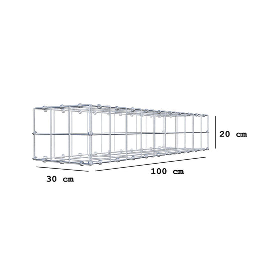 Gabbione 100 cm x 20 cm x 30 cm (L x H x P), maglia 10 x 10 cm, anello a spirale