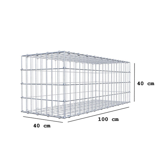 Gabion 100 cm x 40 cm x 40 cm (L x H x D), maskstorlek 5 x 10 cm, spiralring