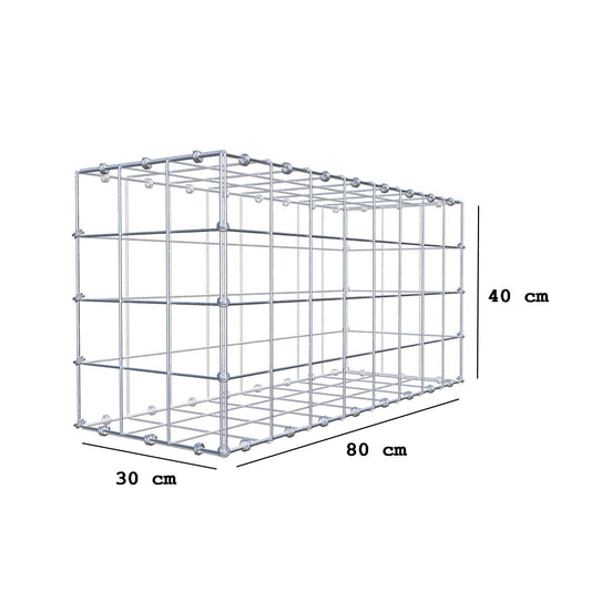 Schanskorf 80 cm x 40 cm x 30 cm (L x H x D), maaswijdte 10 x 10 cm, spiraalring