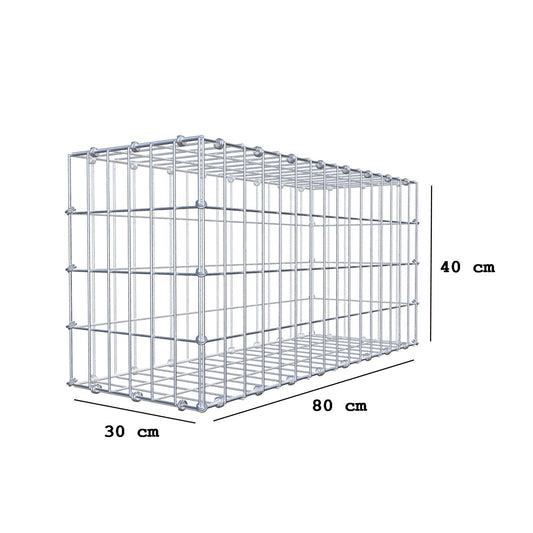 Schanskorf 80 cm x 40 cm x 30 cm (L x H x D), maaswijdte 5 x 10 cm, spiraalring