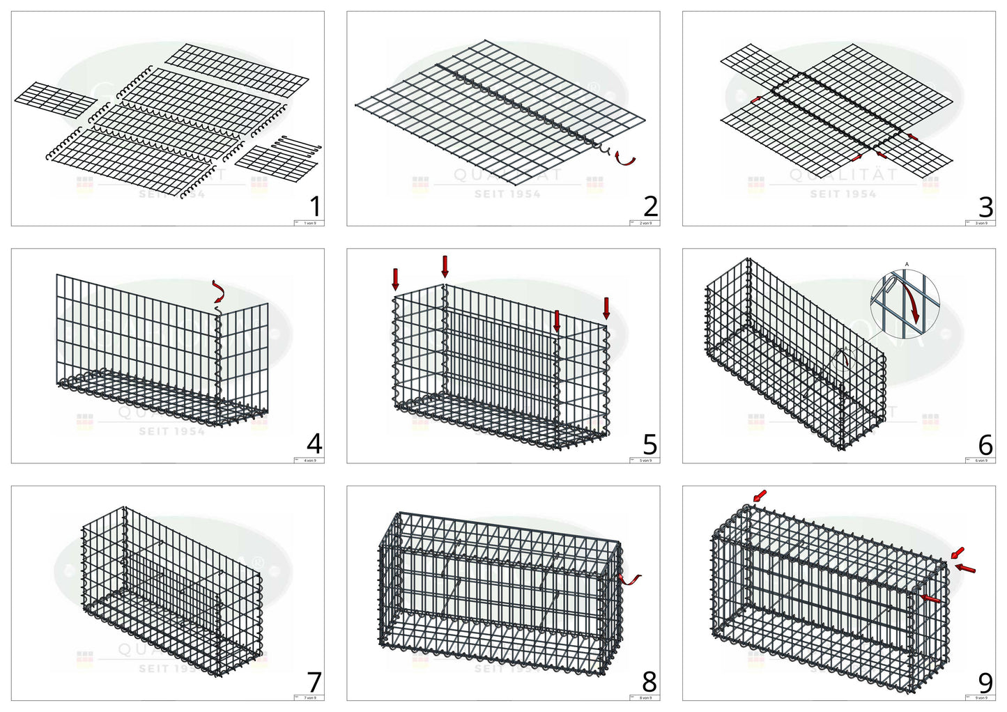Set di 2 gabbioni 100 cm x 80 cm x 30 cm (L x A x P), maglia 5 x 10 cm, spirale