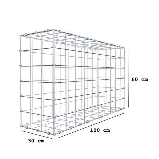 Gabbione 100 cm x 60 cm x 30 cm (L x H x P), maglia 10 x 10 cm, anello a spirale