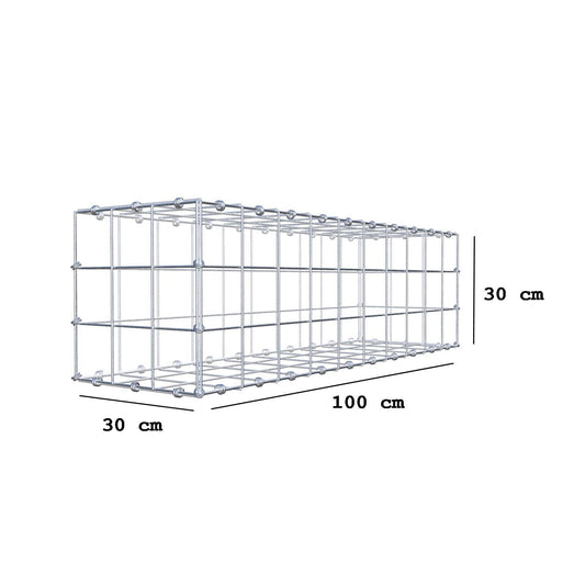 Gabion 100 cm x 30 cm x 30 cm (L x H x P), mailles 10 x 10 cm, anneau en spirale