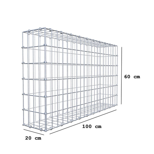 Gabbione 100 cm x 60 cm x 20 cm (L x H x P), maglia 5 x 10 cm, anello a spirale
