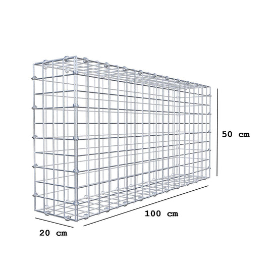 Gabbione 100 cm x 50 cm x 20 cm (L x H x P), maglia 5 x 5 cm, anello a spirale
