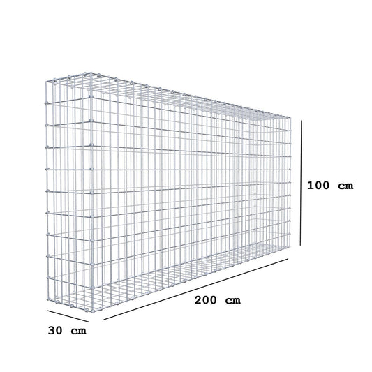 Gabbione 200 cm x 100 cm x 30 cm (L x H x P), maglia 5 x 10 cm, anello a spirale