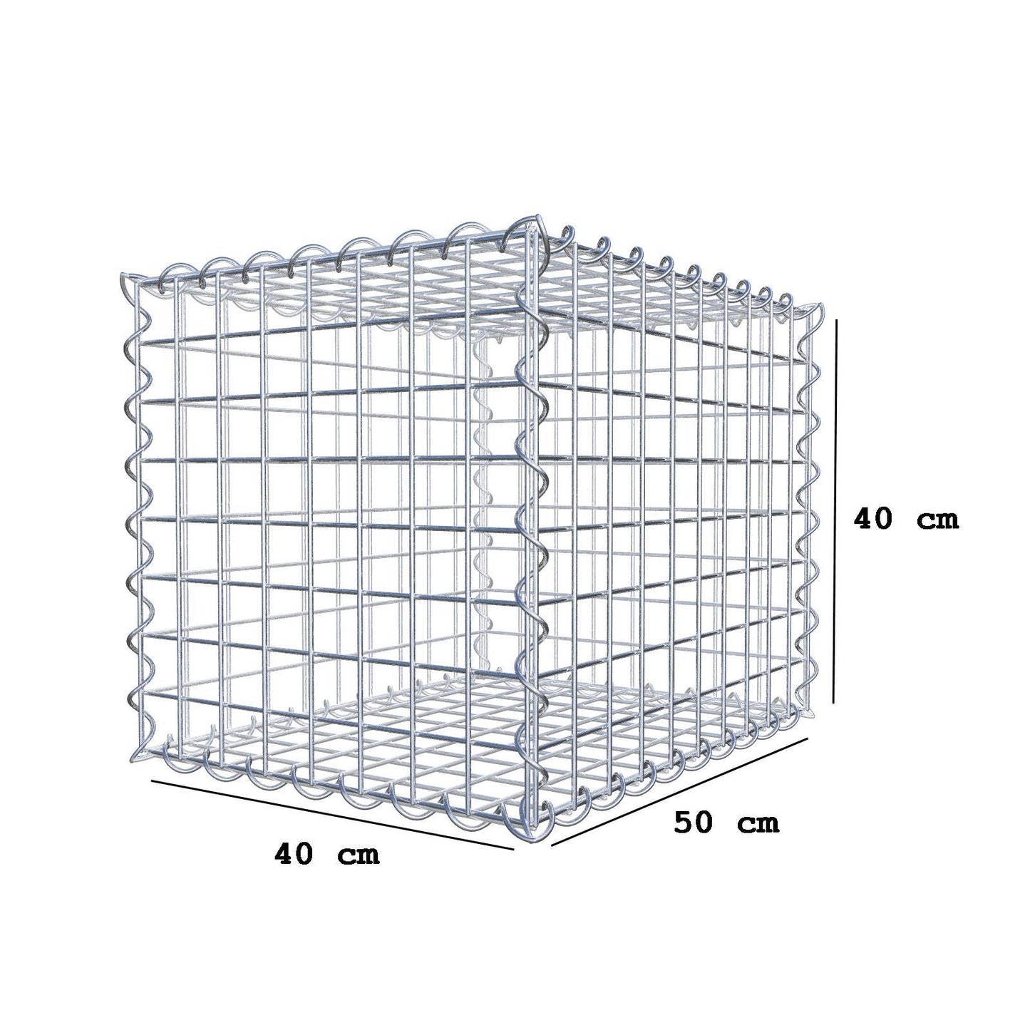 Gabbione 50 cm x 40 cm x 40 cm (L x H x P), maglia 5 cm x 5 cm, spirale