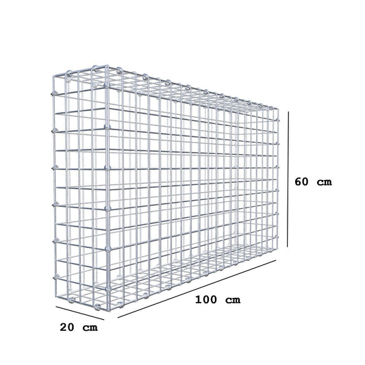 Gabbione 100 cm x 60 cm x 20 cm (L x H x P), maglia 5 x 5 cm, anello a spirale