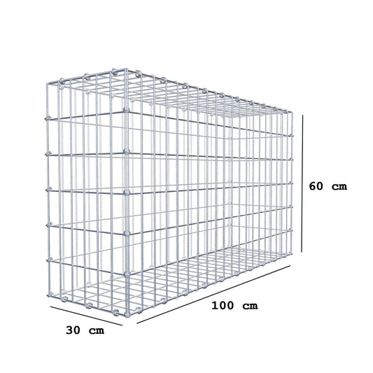 Gabbione 100 cm x 60 cm x 30 cm (L x H x P), maglia 5 x 10 cm, anello a spirale