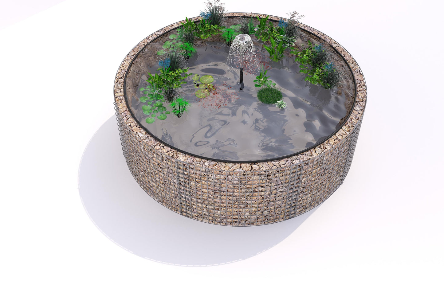 Gabion raised pond, round, outer diameter 262 cm, height 80 cm, mesh size 5 x 5 cm, wall thickness 15 cm