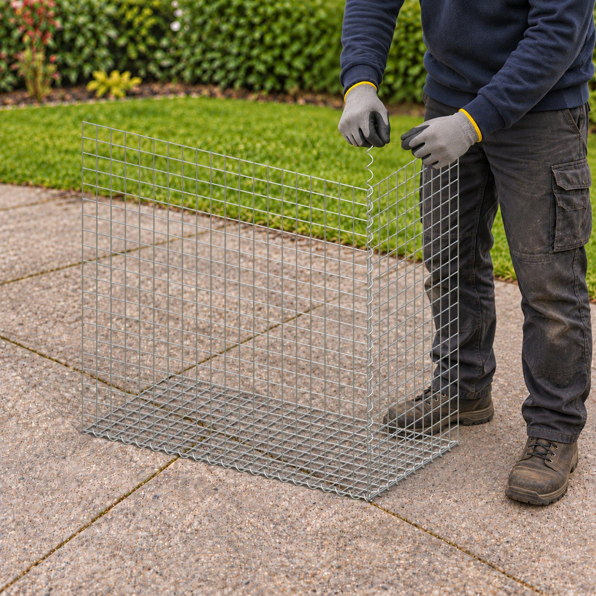 Gabion 100 cm x 100 cm x 50 cm (L x H x D), maskstorlek 5 cm x 5 cm, spiral