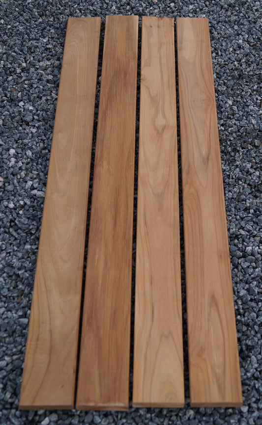 Trädgårdsbänk 2 gabioner TEAK MW 5 x 5 cm