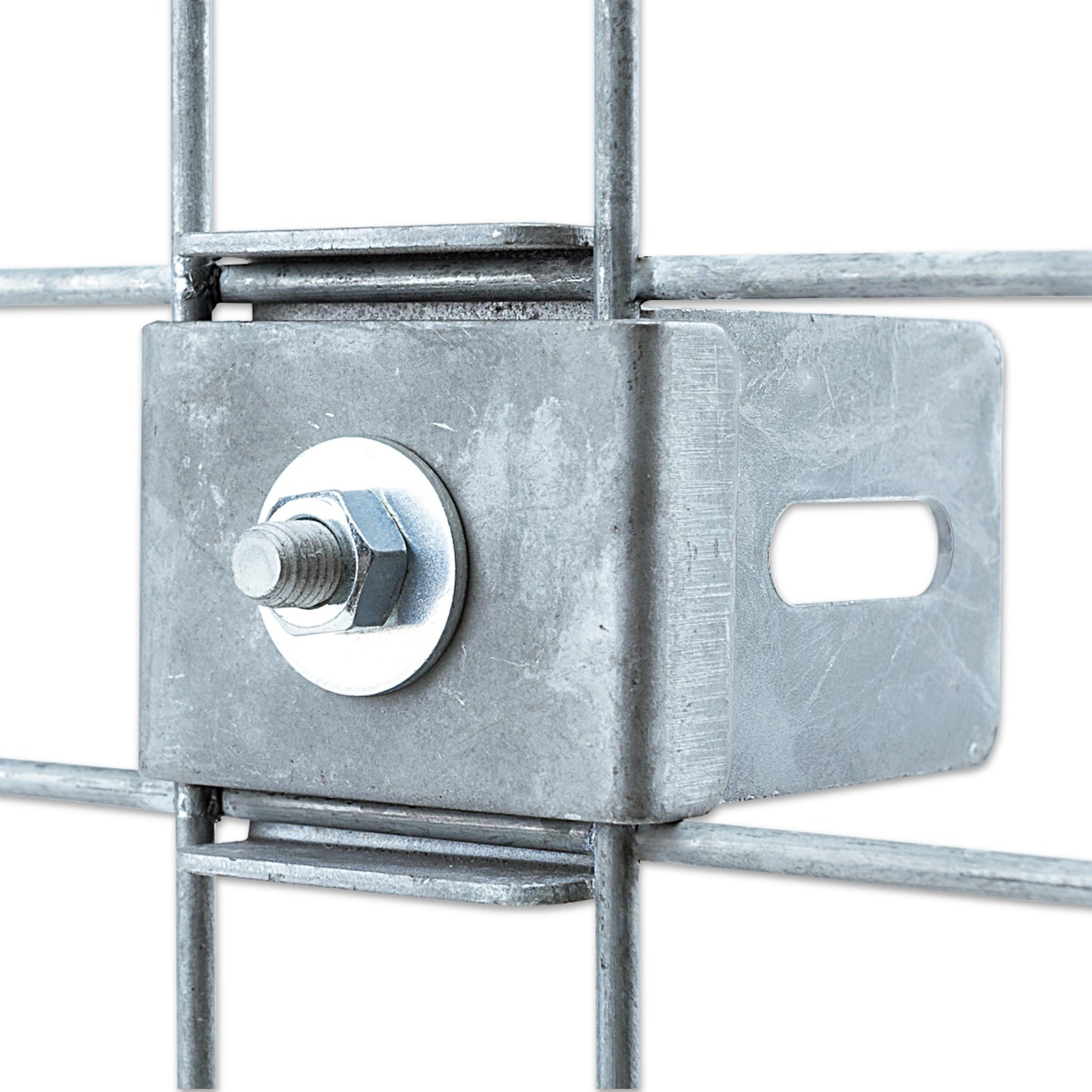 Abrazadera con soporte para valla Ancho de malla 5 cm x 5 cm, galvanizada