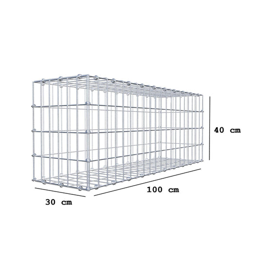 Gabion 100 cm x 40 cm x 30 cm (L x H x D), maskstorlek 5 x 10 cm, spiralring