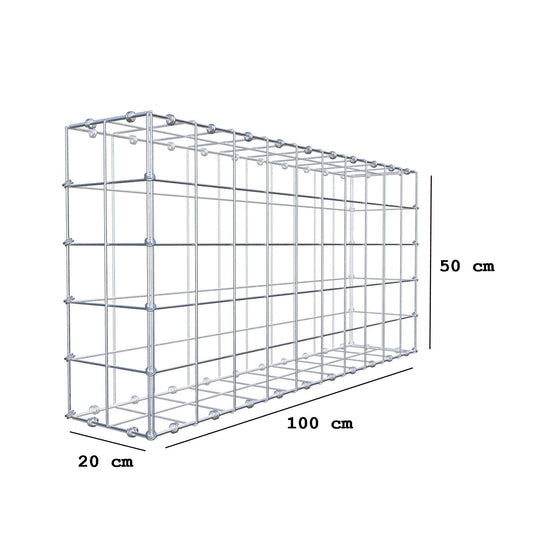 Gabbione 100 cm x 50 cm x 20 cm (L x H x P), maglia 10 x 10 cm, anello a spirale
