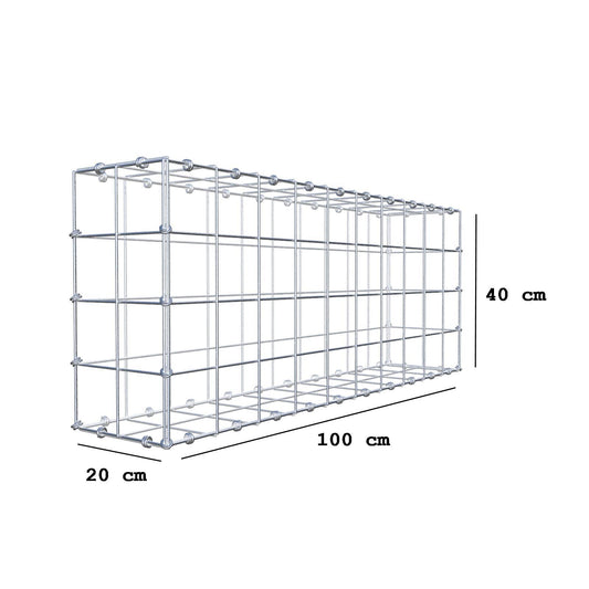 Gabião 100 cm x 40 cm x 20 cm (C x A x P), malhagem 10 x 10 cm, anel espiral