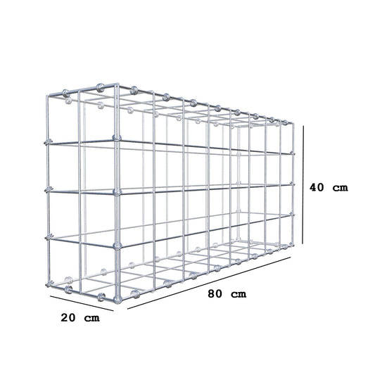 Schanskorf 80 cm x 40 cm x 20 cm (L x H x D), maaswijdte 10 x 10 cm, spiraalring