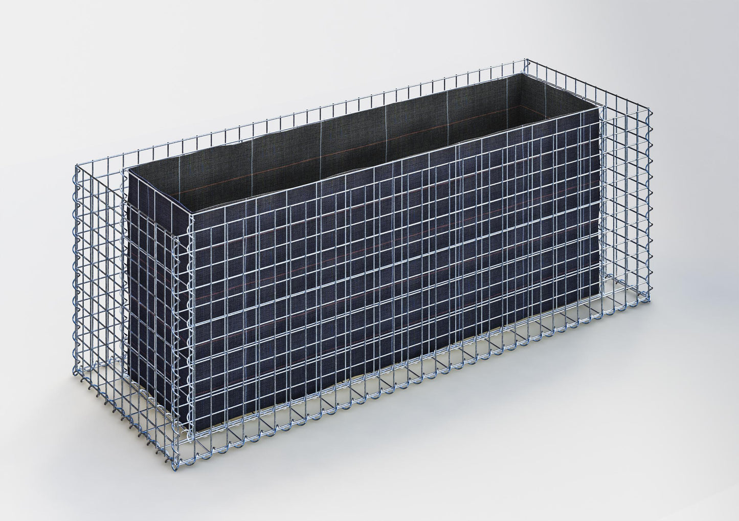 Letto rialzato rettangolare 170 cm x 60 cm x 60 cm (L x H x P), maglia 5 x 5 cm, spessore parete 10 cm