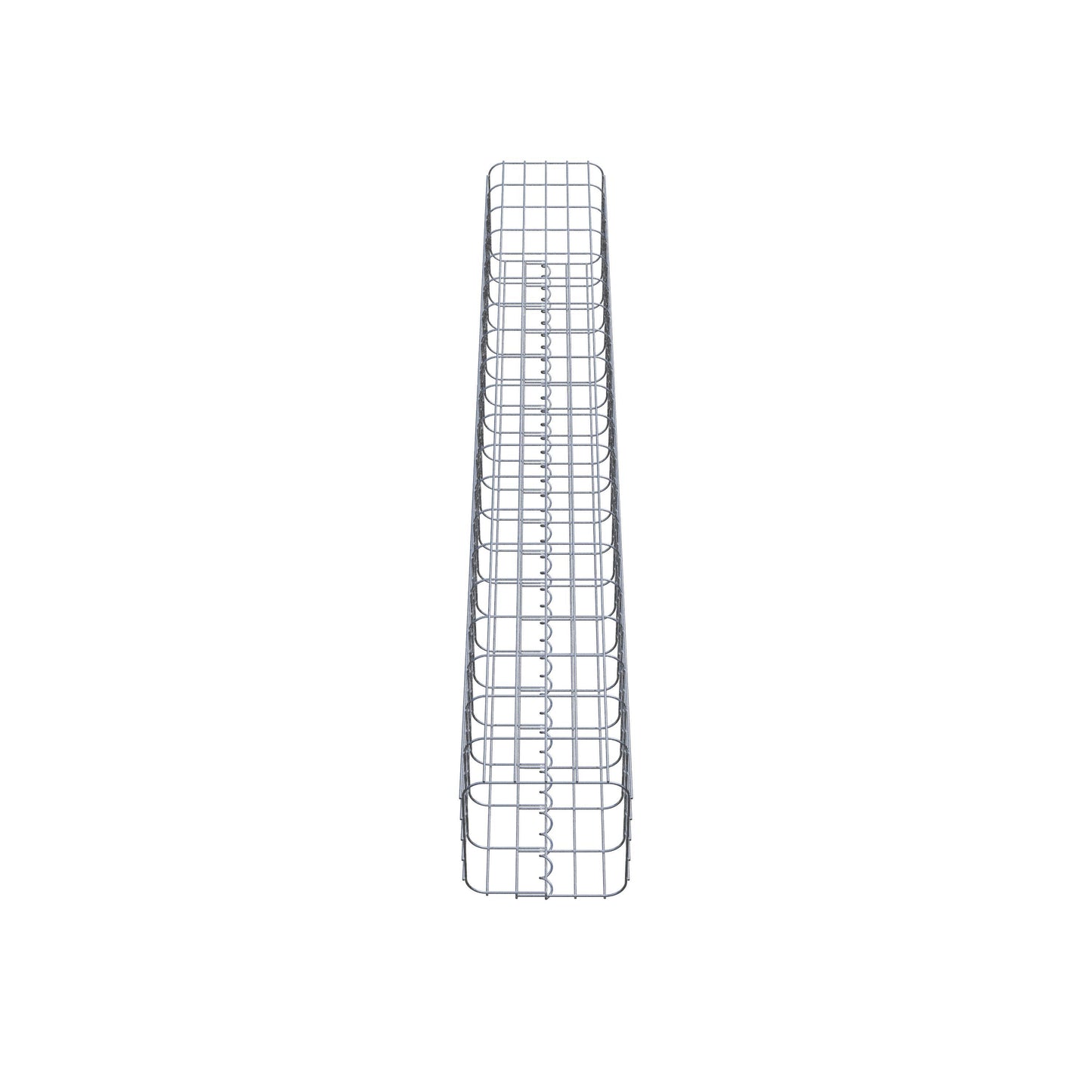 Rechthoekige thermisch verzinkte schanskorfzuil, 27 cm x 27 cm, 200 cm hoog, MW 5 cm x 10 cm