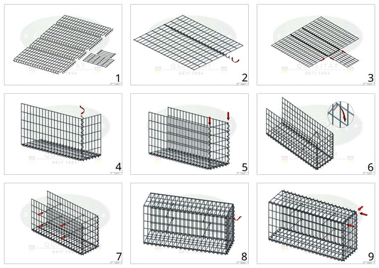 Add-on schanskorf type 2 100 cm x 20 cm x 40 cm (L x H x D), maaswijdte 5 cm x 10 cm, spiraalvormig