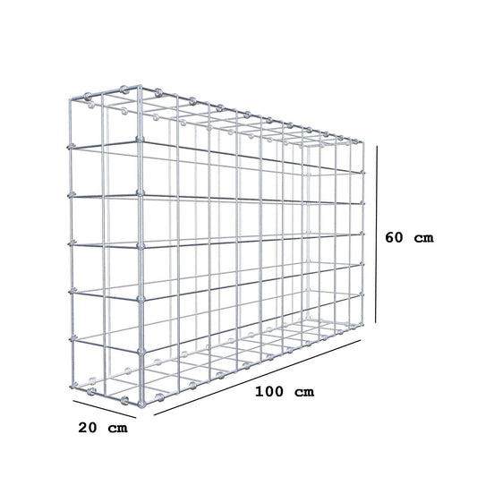 Gabion 100 cm x 60 cm x 20 cm (L x H x D), mesh size 10 x 10 cm, spiral ring