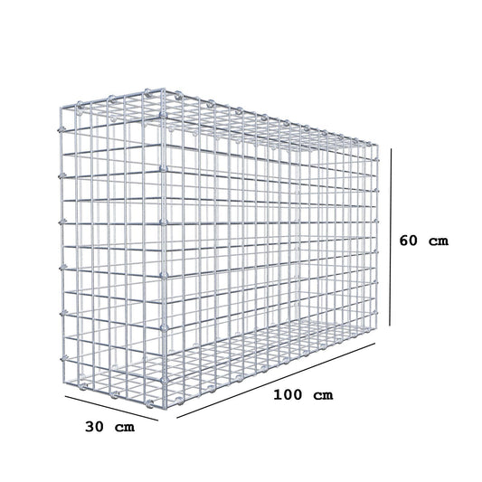 Gabbione 100 cm x 60 cm x 30 cm (L x H x P), maglia 5 x 5 cm, anello a spirale