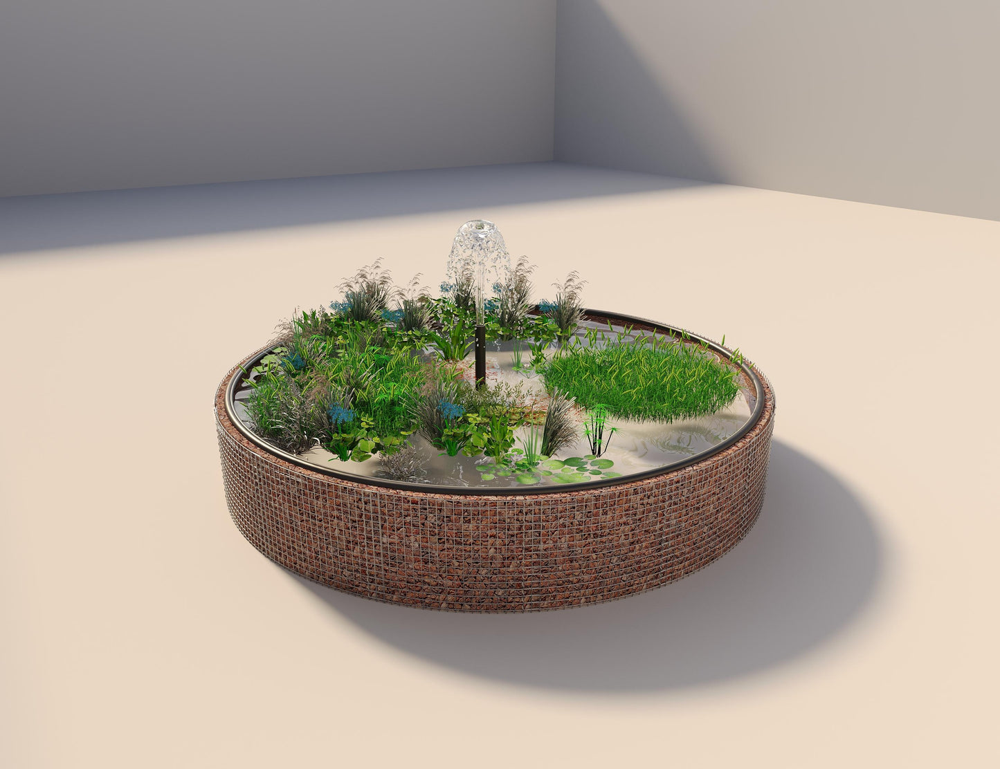 Gabion-dam, rund, ydre diameter 442 cm, højde 80 cm, maskestørrelse 5 x 5 cm, vægtykkelse 15 cm