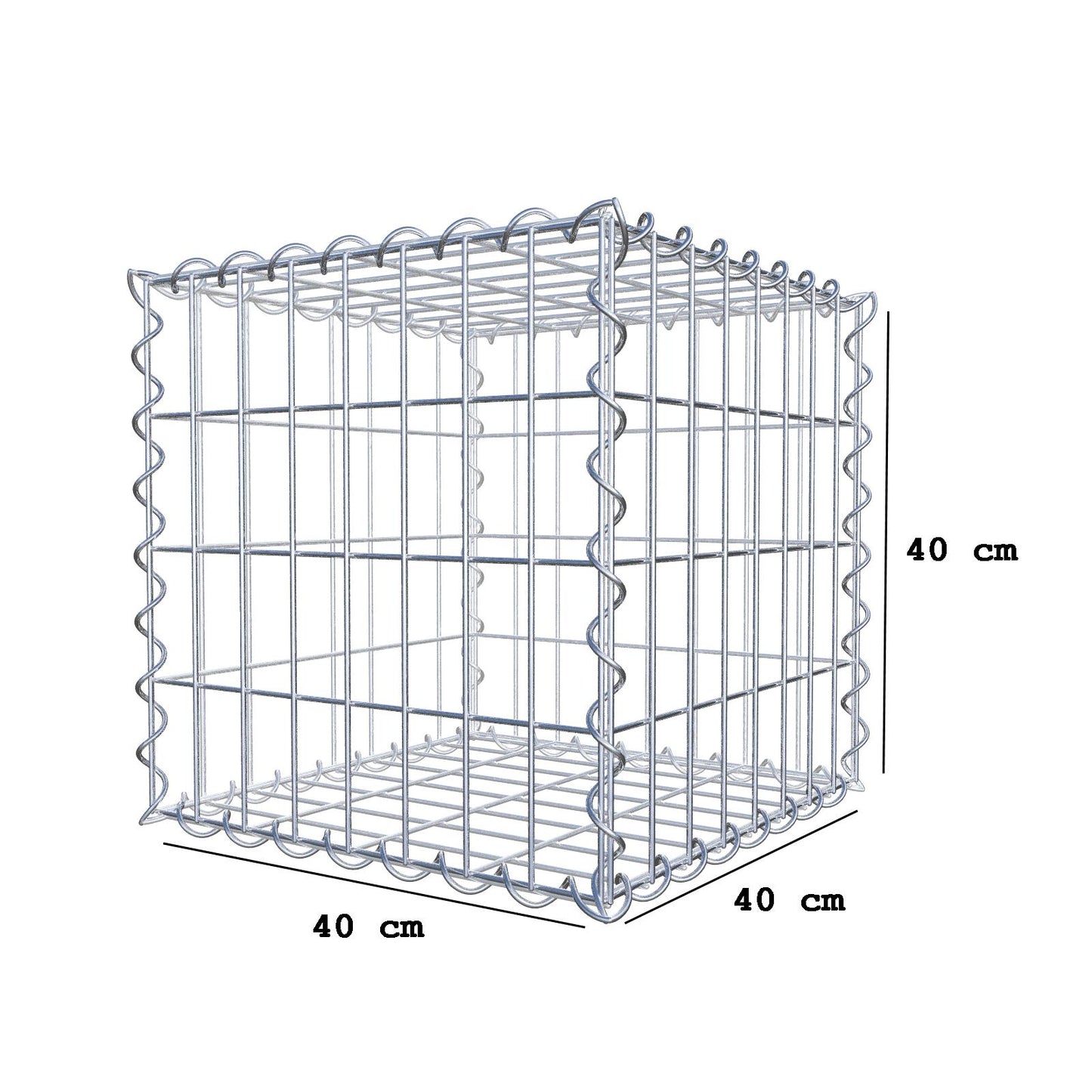 Gabion 40 cm x 40 cm x 40 cm (L x H x D), mesh size 5 cm x 10 cm, spiral