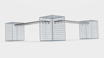 Garden bench 3 spiral gabions - 205 x 60 x 40 cm (L x H x D) MW 5 x 5 cm, with recycled cover in anthracite