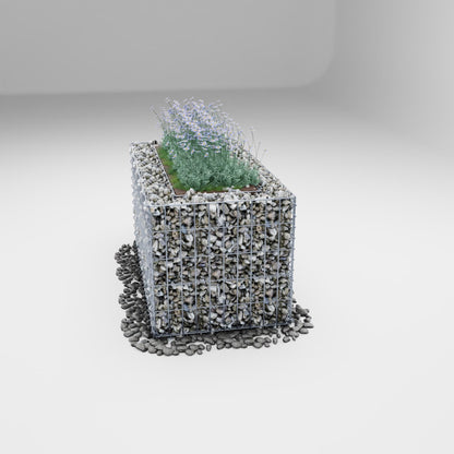 Lecho elevado rectangular 100 cm x 50 cm x 50 cm (L x A x P), malla 5 x 10 cm, espesor de pared 10 cm