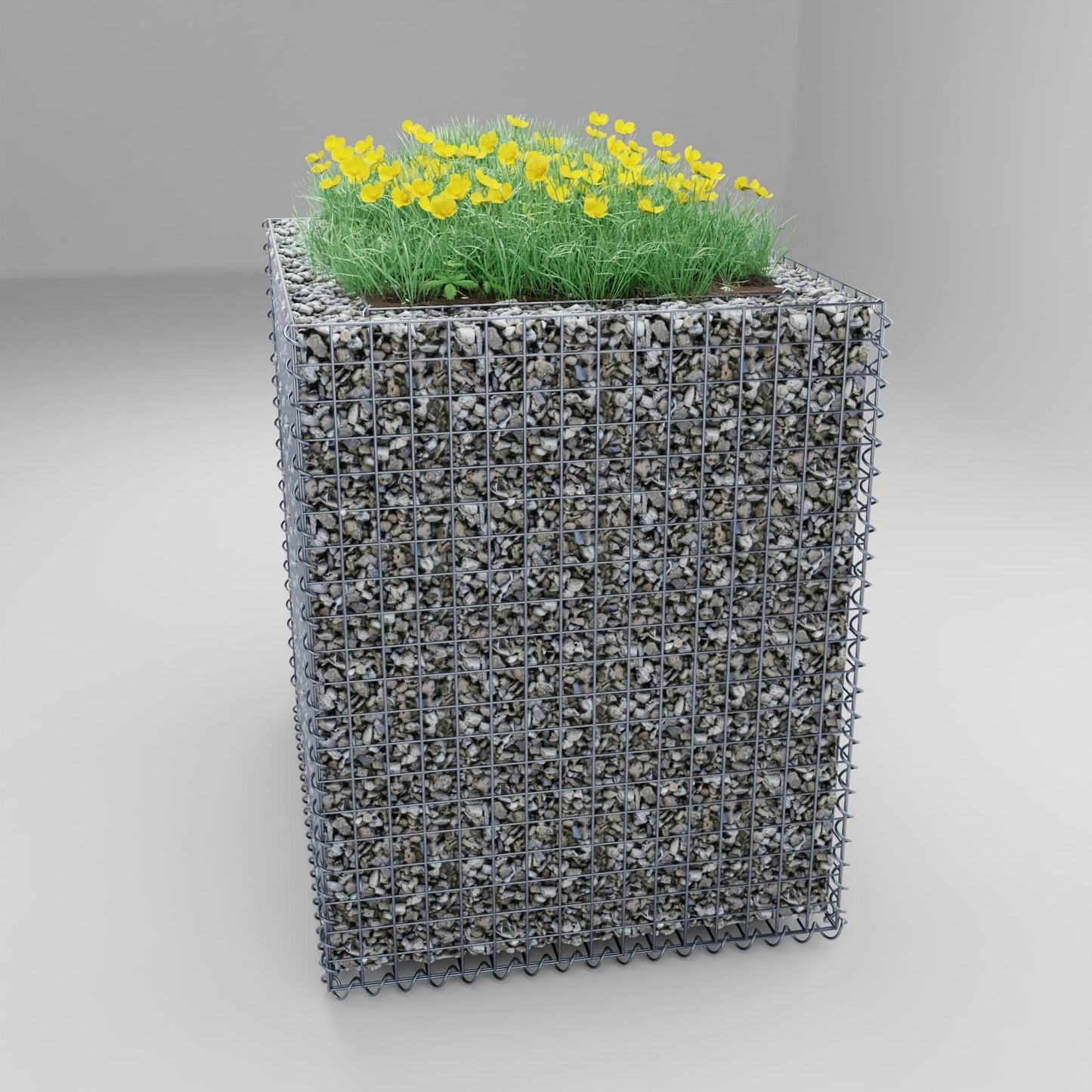 Högbädd, fyrkantig 100 cm x 80 cm x 100 cm (L x H x D), maskstorlek 5 x 5 cm, väggtjocklek 10 cm