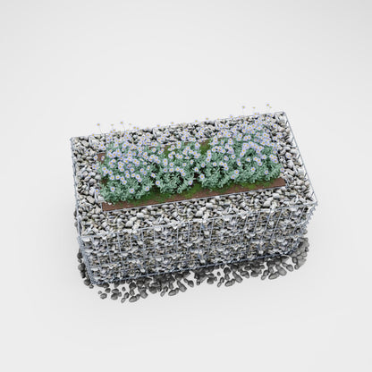 Lecho elevado rectangular 100 cm x 50 cm x 50 cm (L x A x P), malla 5 x 10 cm, espesor de pared 10 cm