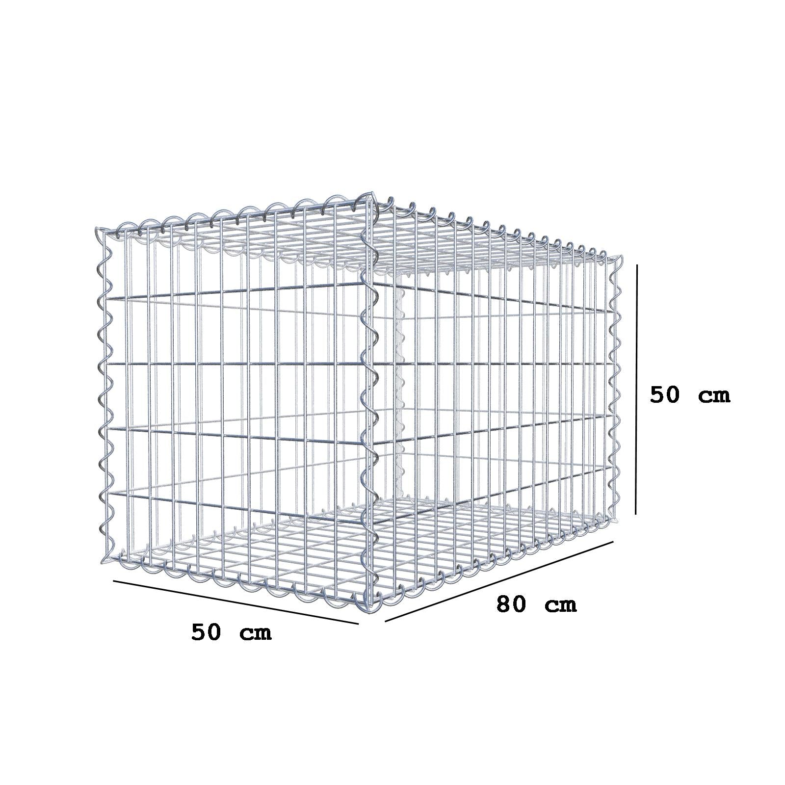 Gabion 80 cm x 50 cm x 50 cm (L x H x P), mailles 5 cm x 10 cm, spirale