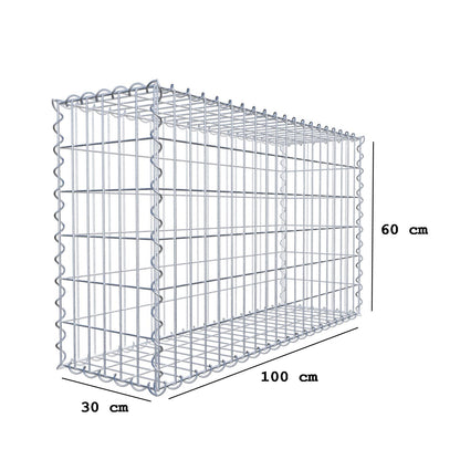 Gabion 100 cm x 60 cm x 30 cm (L x H x D), maskstorlek 5 cm x 10 cm, spiral