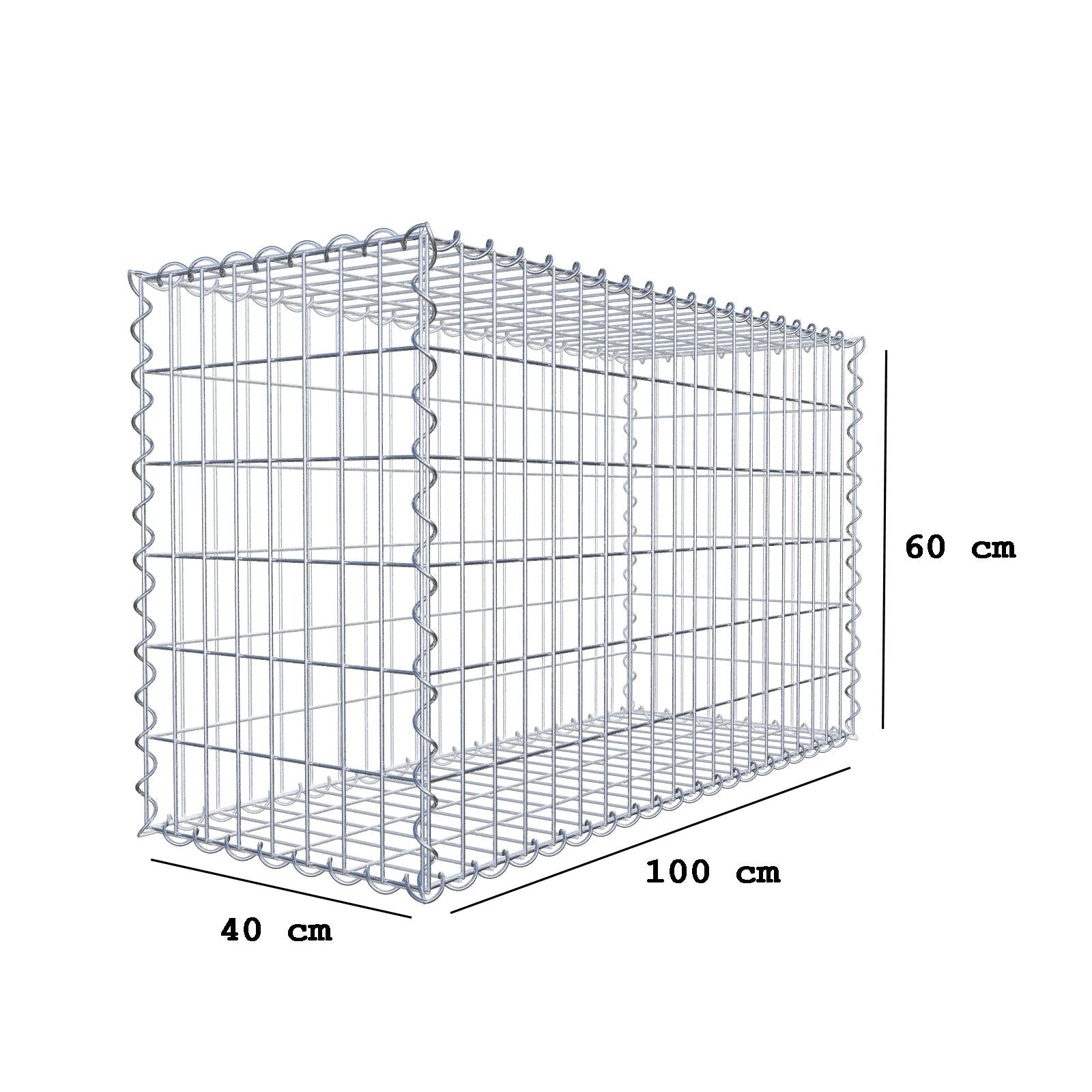 Gabion 100 cm x 60 cm x 40 cm (L x H x D), maskstorlek 5 cm x 10 cm, spiral