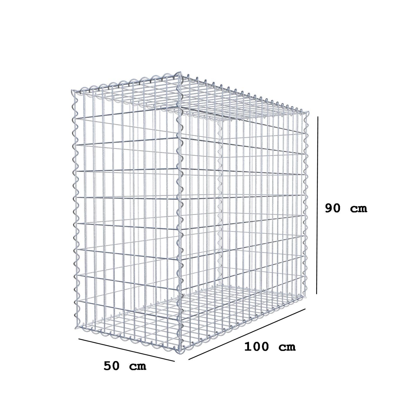 Gabion 100 cm x 90 cm x 50 cm (L x H x P), mailles 5 cm x 10 cm, spirale