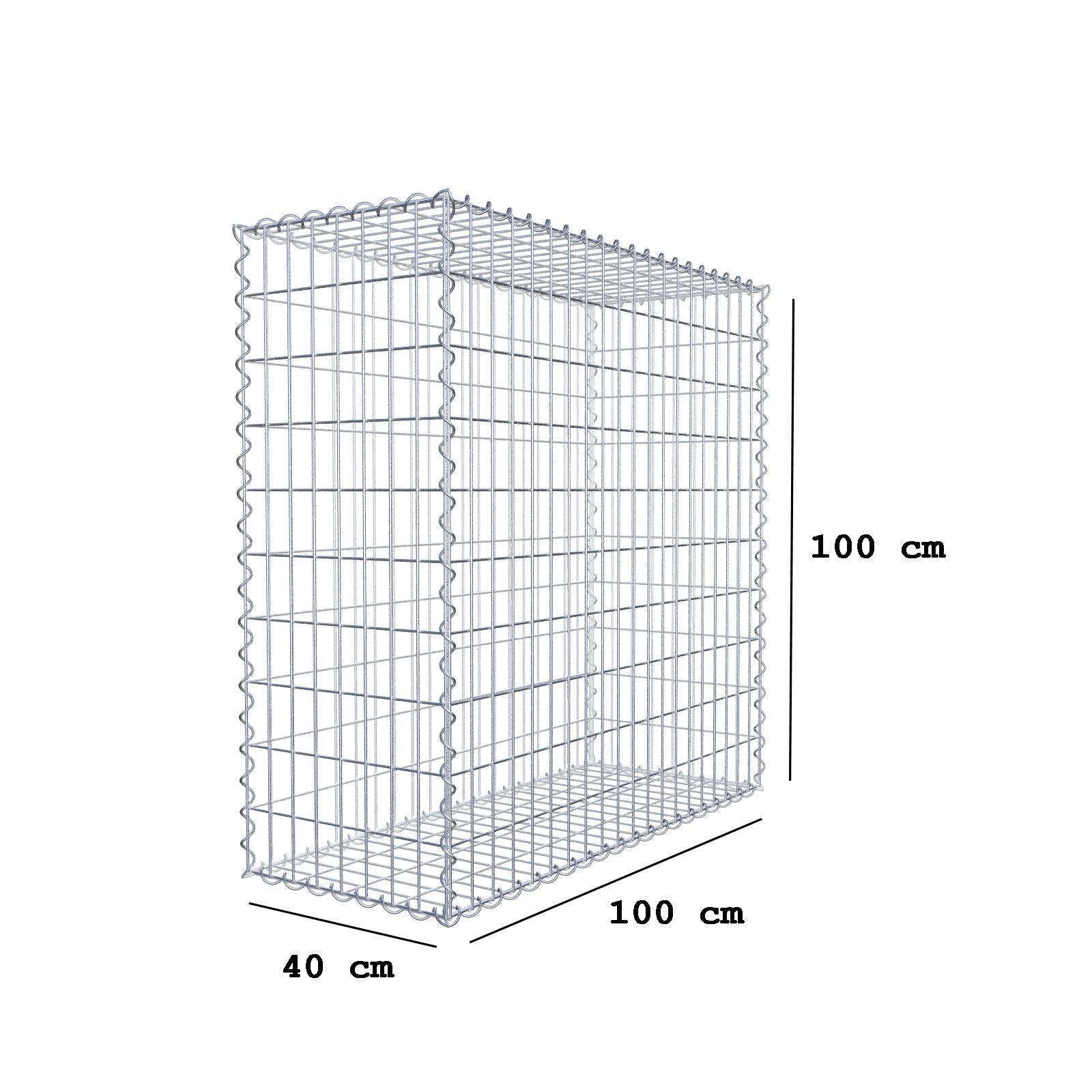 Gabion 100 cm x 100 cm x 40 cm (L x H x D), maskstorlek 5 cm x 10 cm, spiral