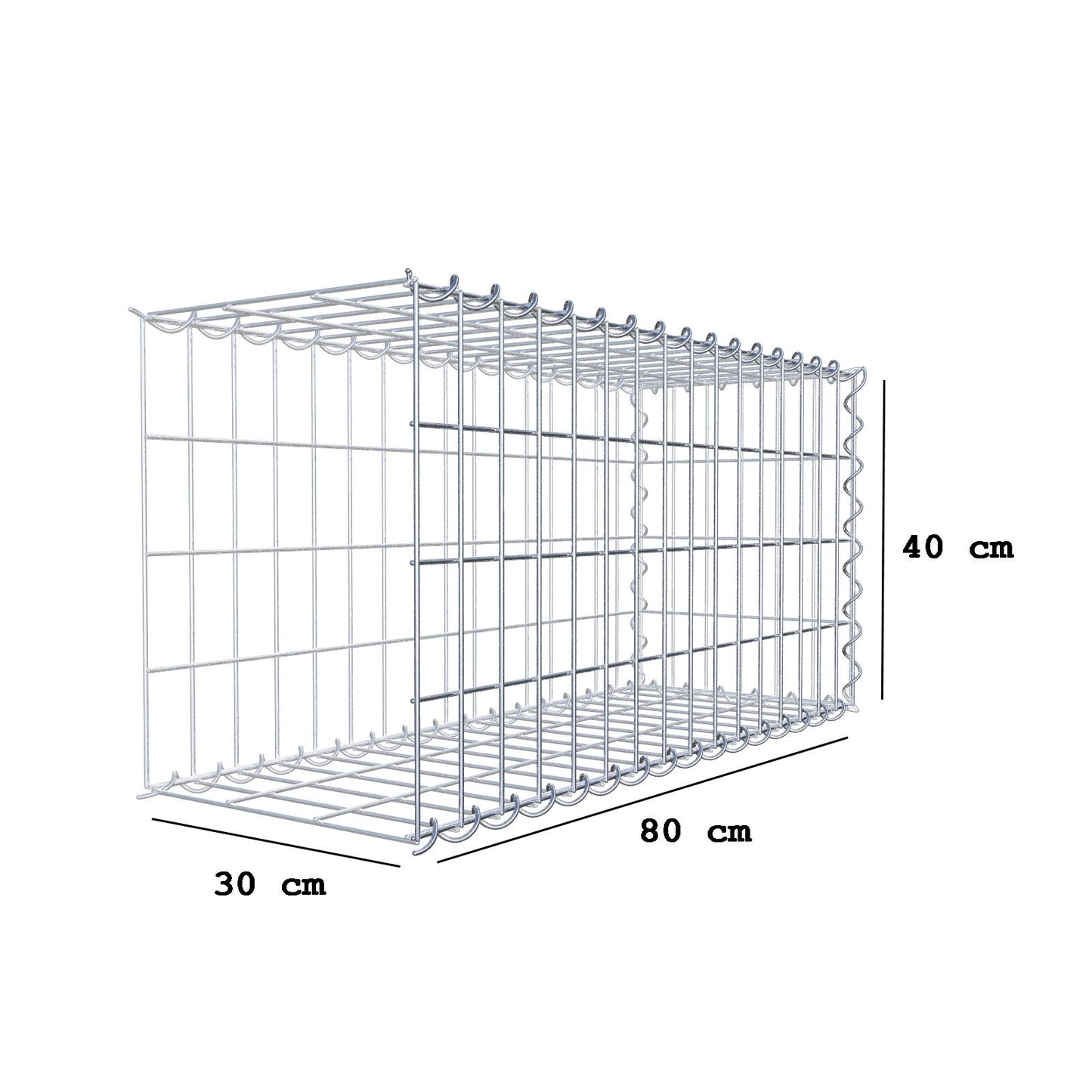 Gabbione aggiuntivo tipo 2 80 cm x 40 cm x 30 cm (L x A x P), maglia 5 cm x 10 cm, spirale